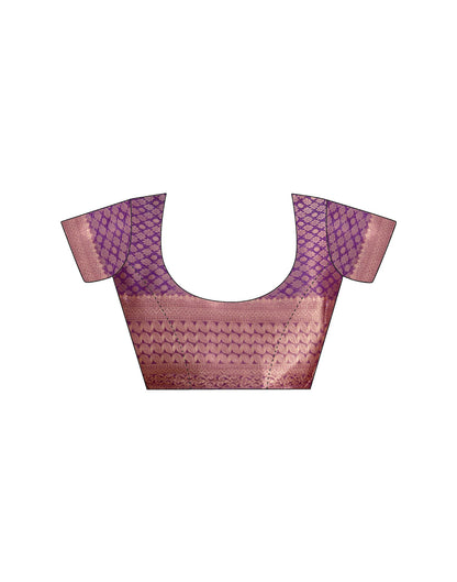 Dark Purple Silk Woven Kanjivaram Saree