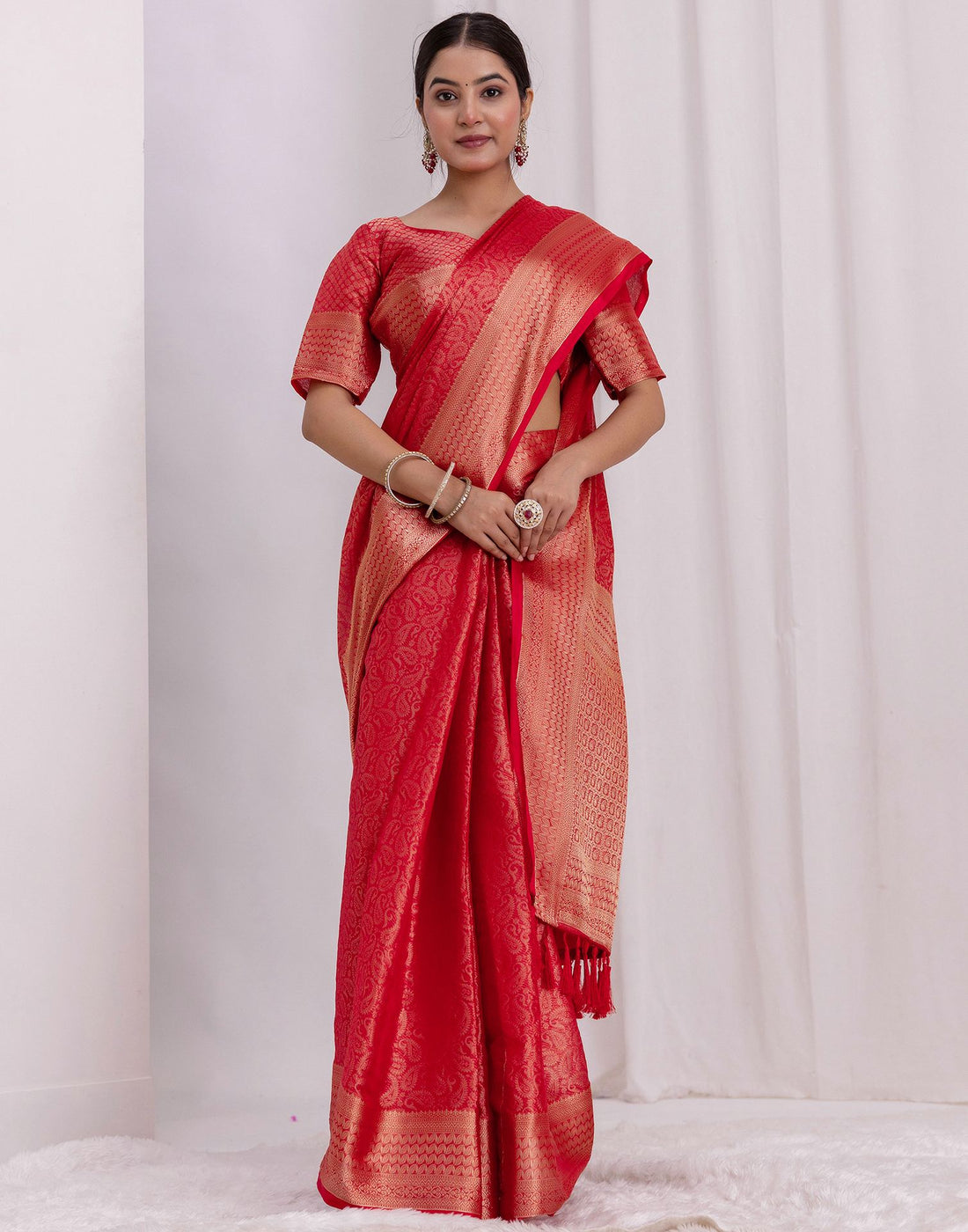 Red Silk Woven Kanjivaram Saree