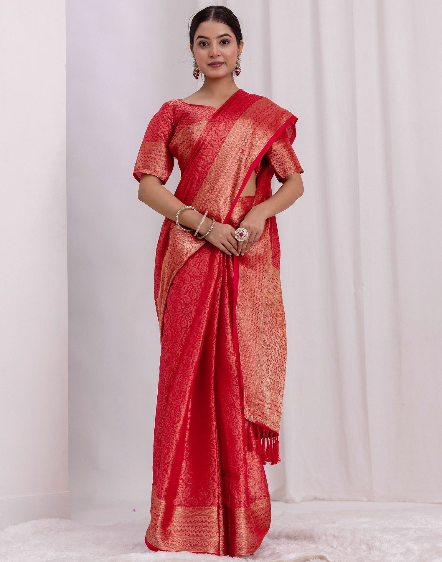 Red Silk Woven Kanjivaram Saree