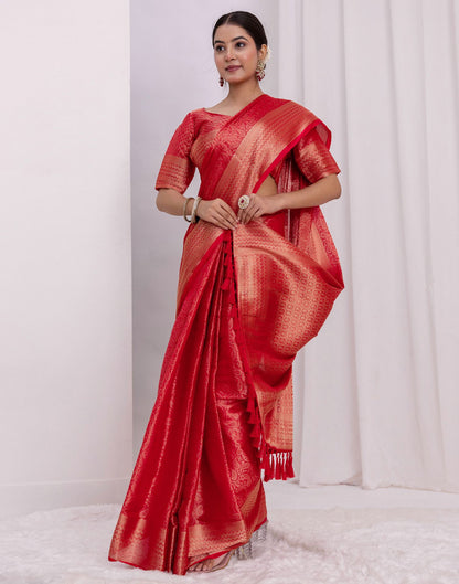Red Silk Woven Kanjivaram Saree