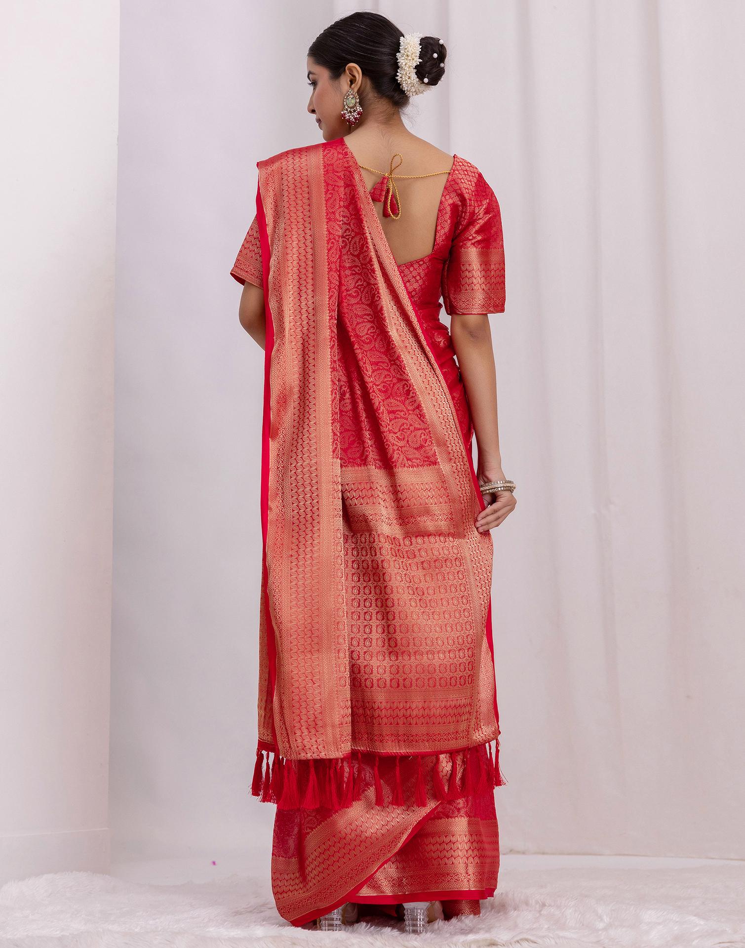 Red Silk Woven Kanjivaram Saree