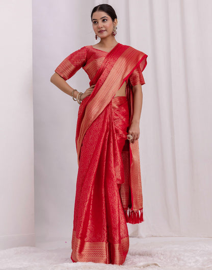 Red Silk Woven Kanjivaram Saree