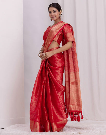 Red Silk Woven Kanjivaram Saree