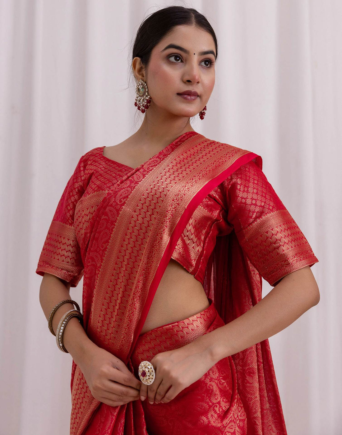 Red Silk Woven Kanjivaram Saree