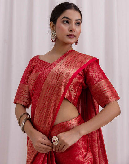 Red Silk Woven Kanjivaram Saree