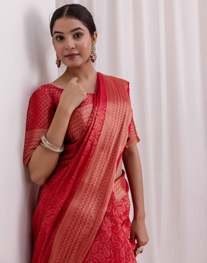 Red Silk Woven Kanjivaram Saree