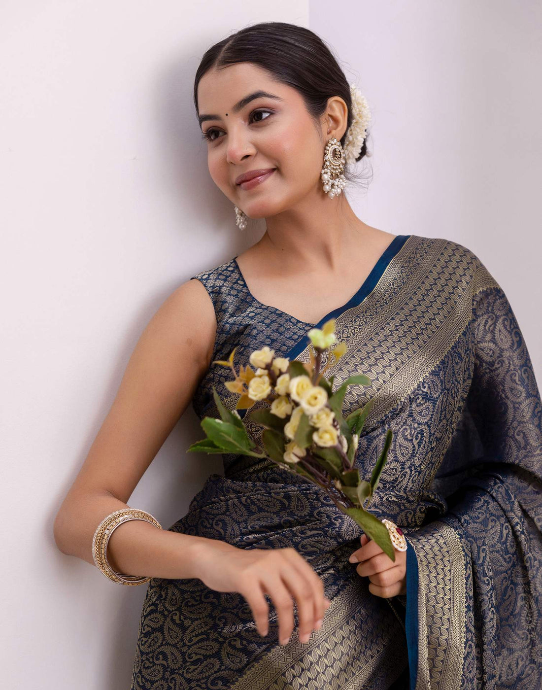 Rama Blue Silk Woven Kanjivaram Saree