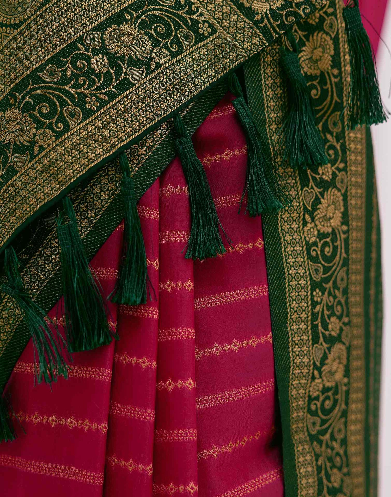 Rani Pink Silk Woven Saree
