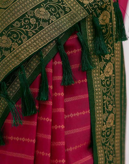 Rani Pink Silk Woven Saree