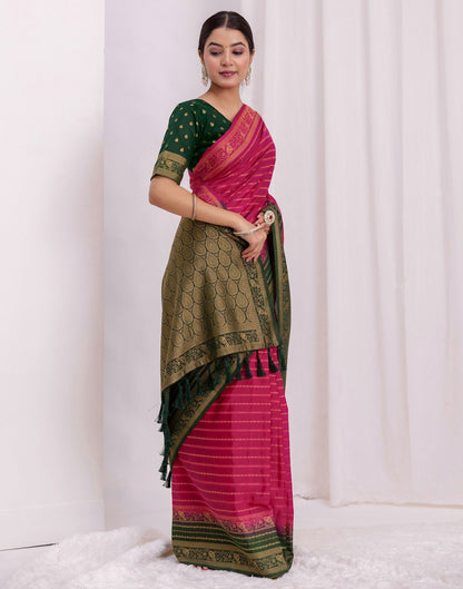 Rani Pink Silk Woven Saree