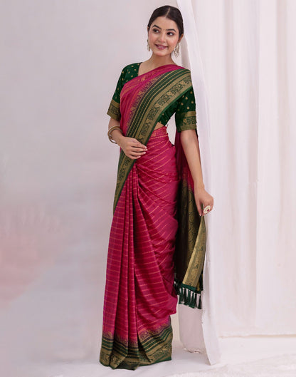 Rani Pink Silk Woven Saree