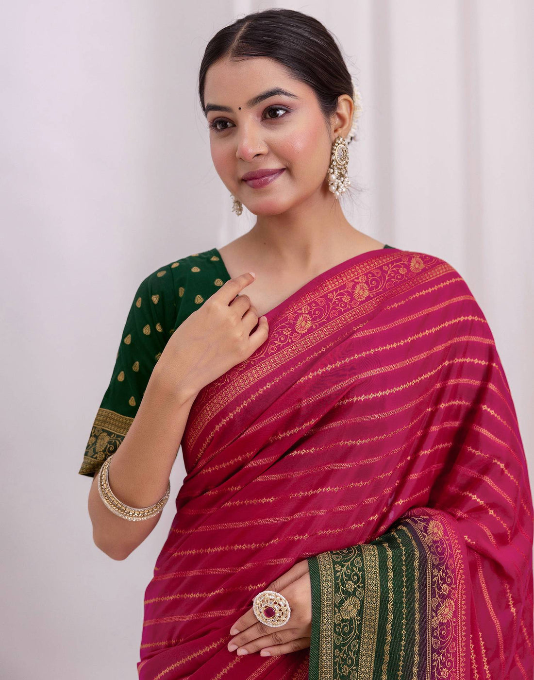 Rani Pink Silk Woven Saree