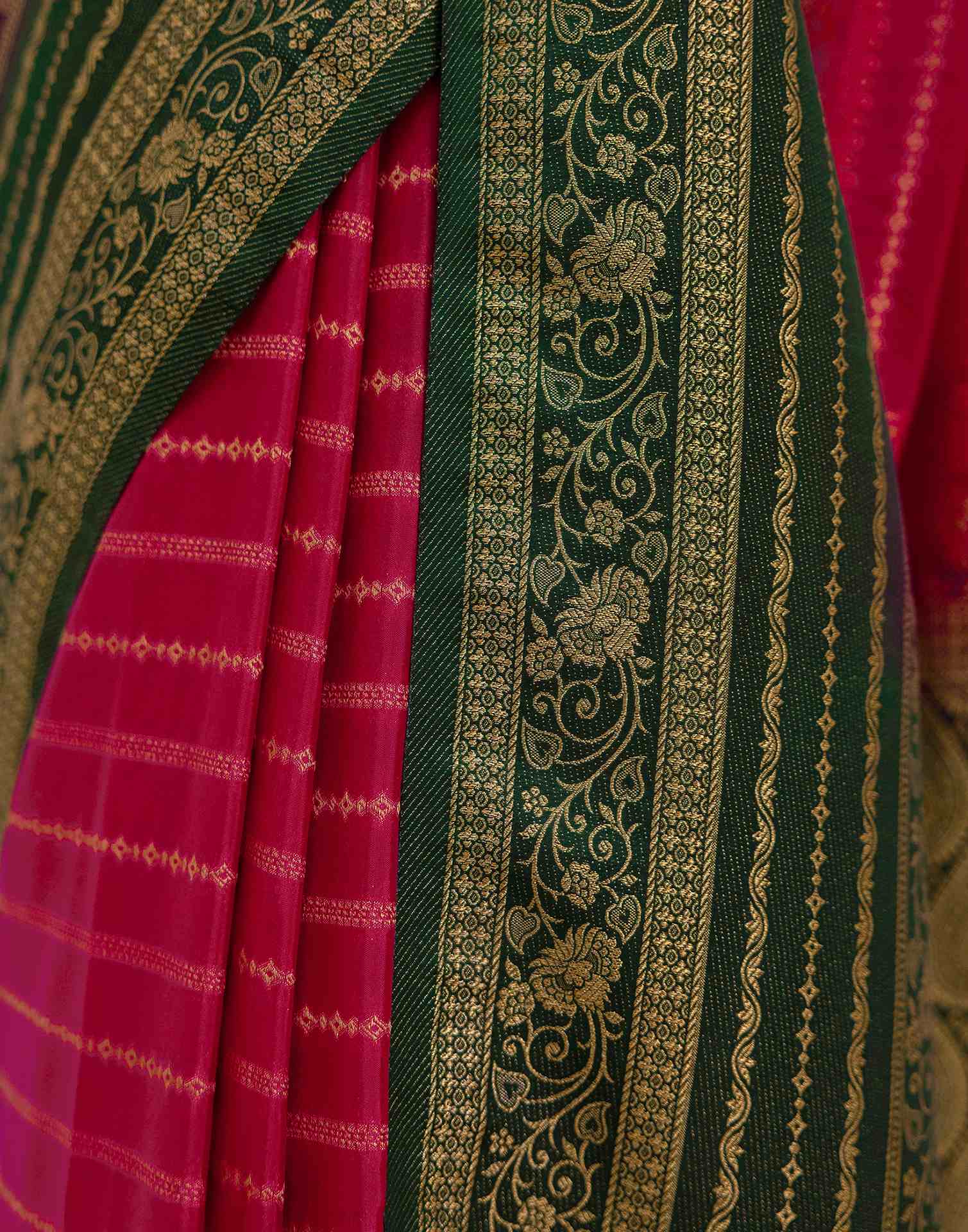 Rani Pink Silk Woven Saree