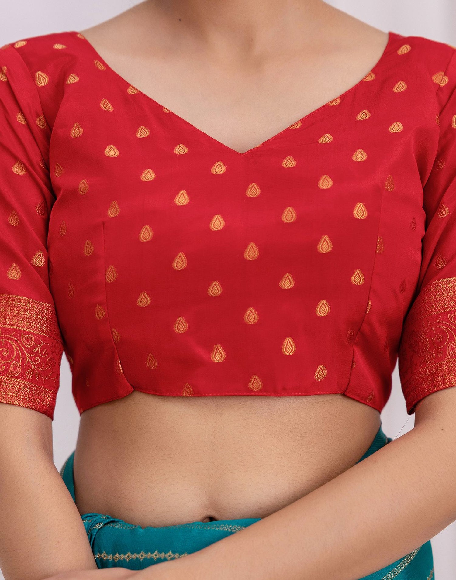 Dark Turquoise Silk Woven Saree