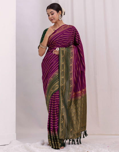 Dark Purple Silk Woven Saree