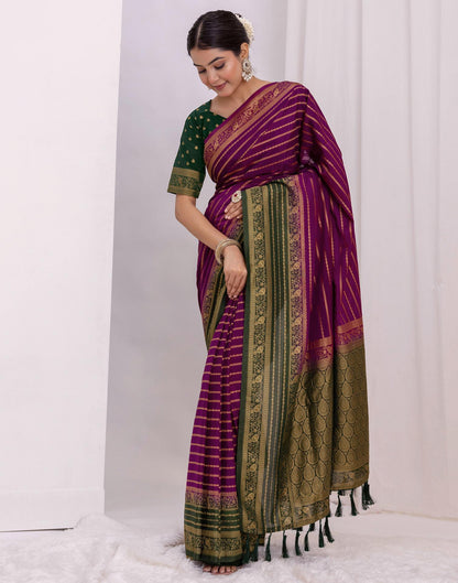 Dark Purple Silk Woven Saree