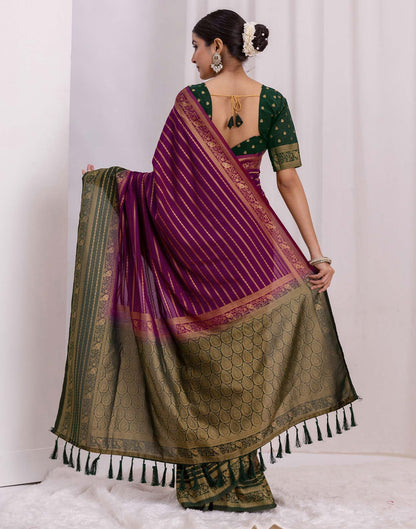 Dark Purple Silk Woven Saree
