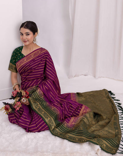 Dark Purple Silk Woven Saree