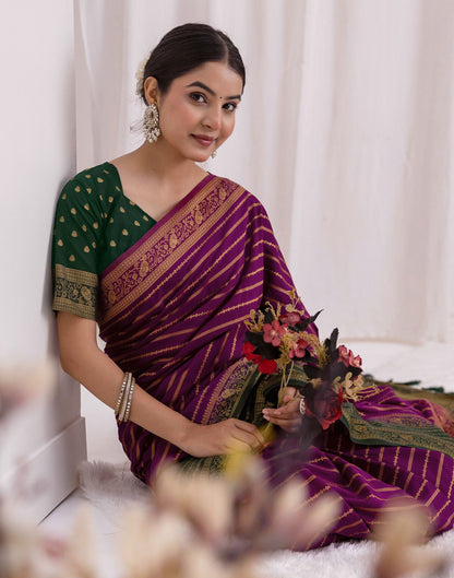 Dark Purple Silk Woven Saree