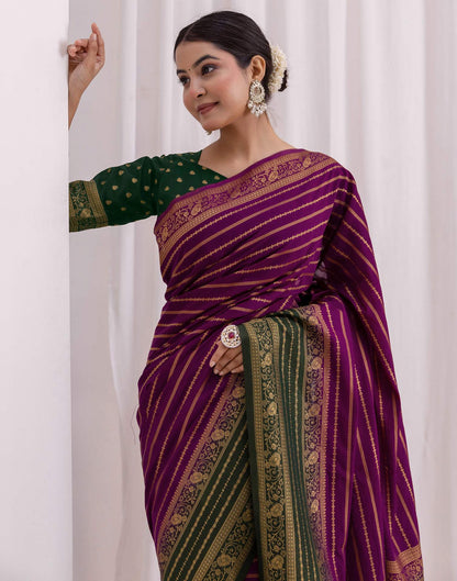 Dark Purple Silk Woven Saree