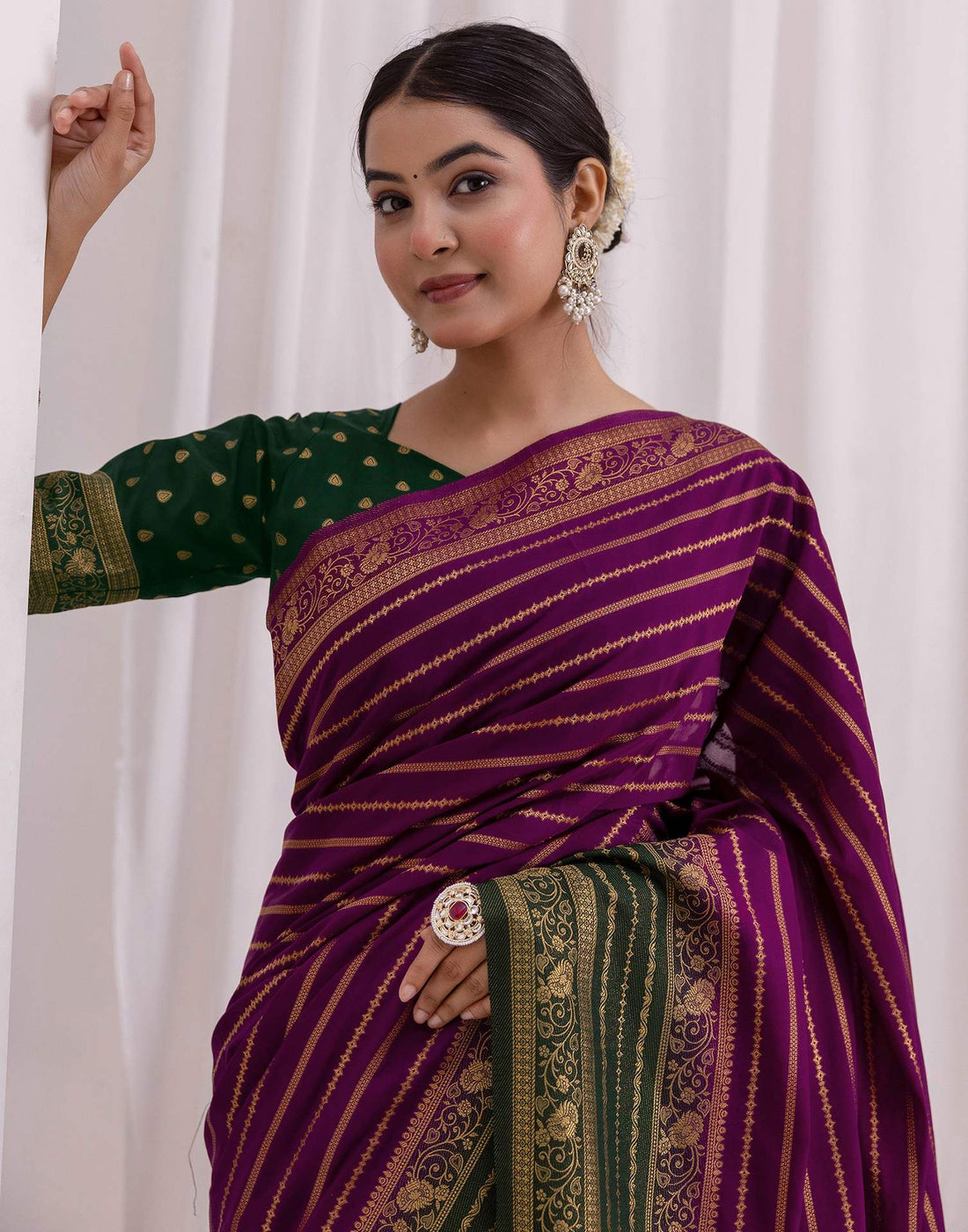 Dark Purple Silk Woven Saree
