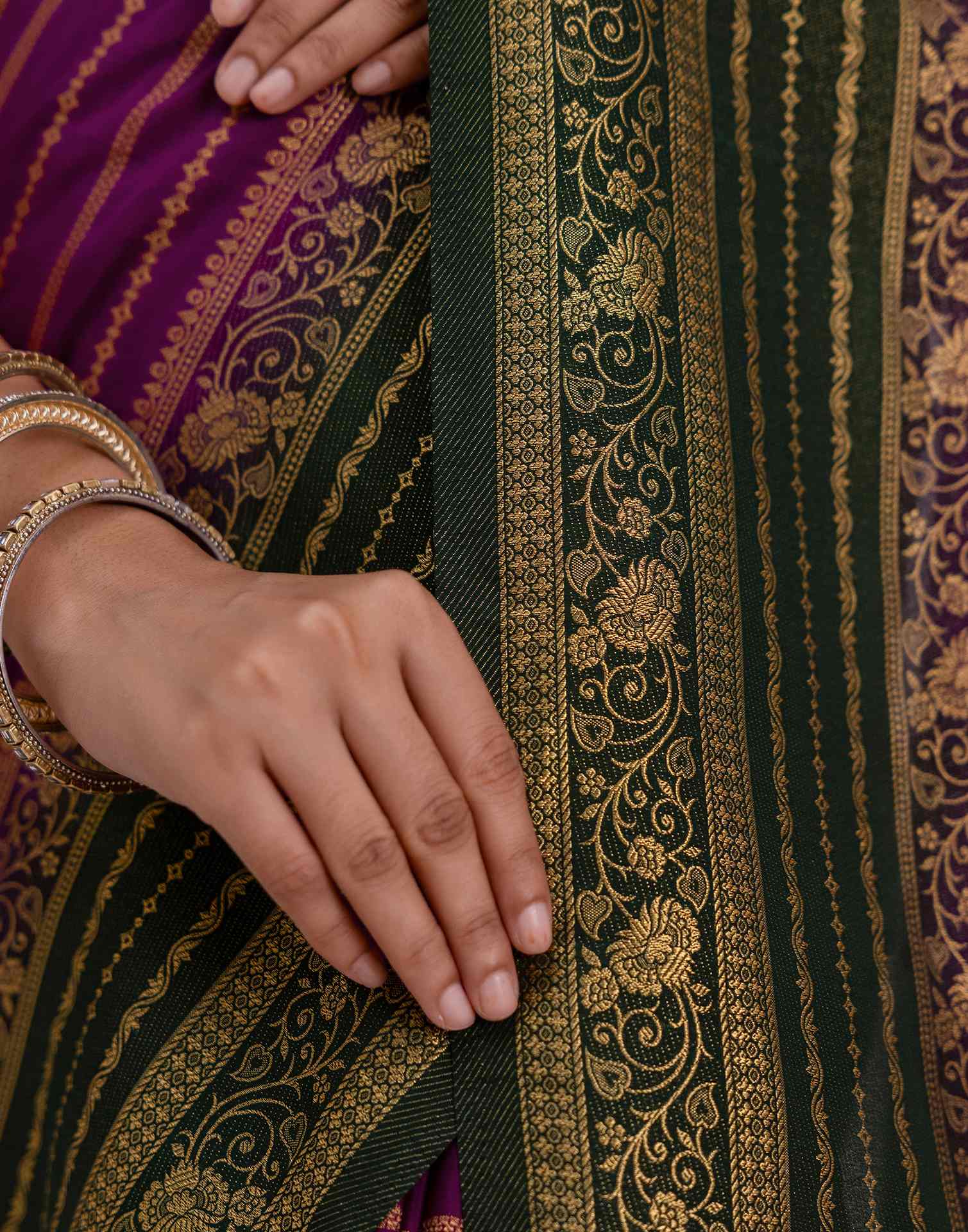 Dark Purple Silk Woven Saree