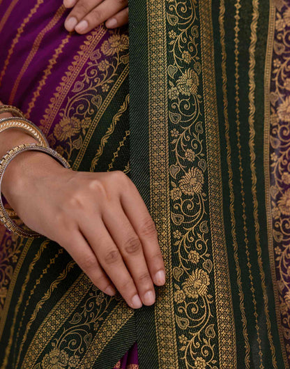 Dark Purple Silk Woven Saree