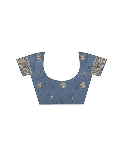 Metalic Blue Weightless Georgette Printed Bandhani Saree