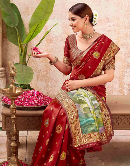 Red Silk Woven Banarasi Saree