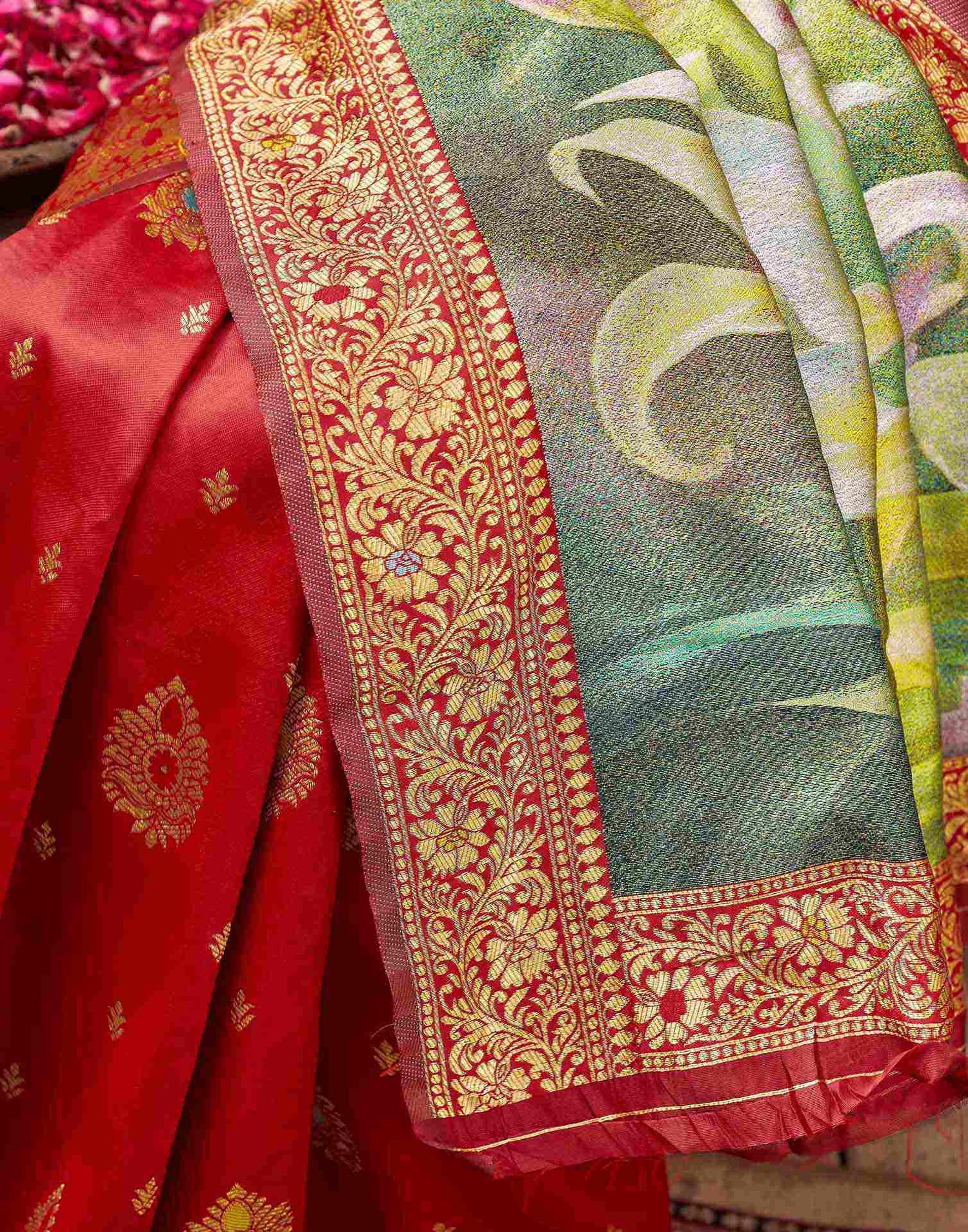 Red Silk Woven Banarasi Saree