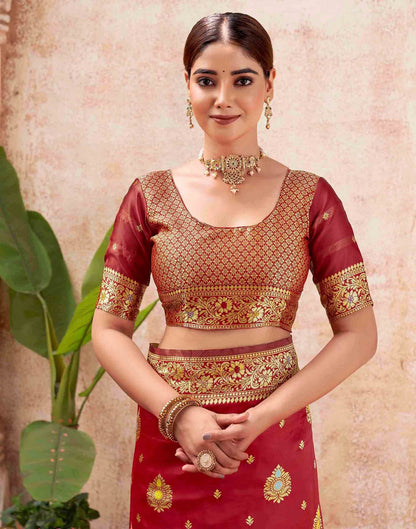 Red Silk Woven Banarasi Saree
