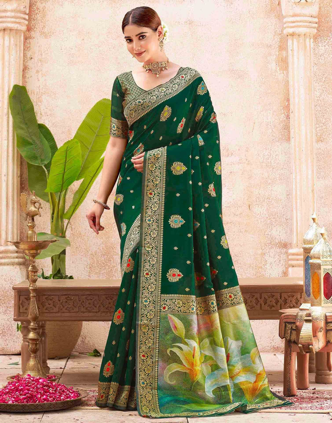 Green Silk Woven Banarasi Saree