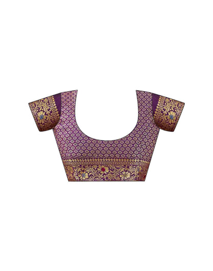 Dark Purple Silk Woven Banarasi Saree