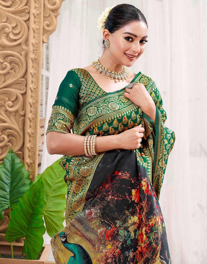 Green Silk Woven Banarasi Saree