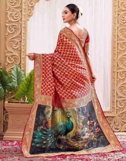 Red Silk Woven Banarasi Saree