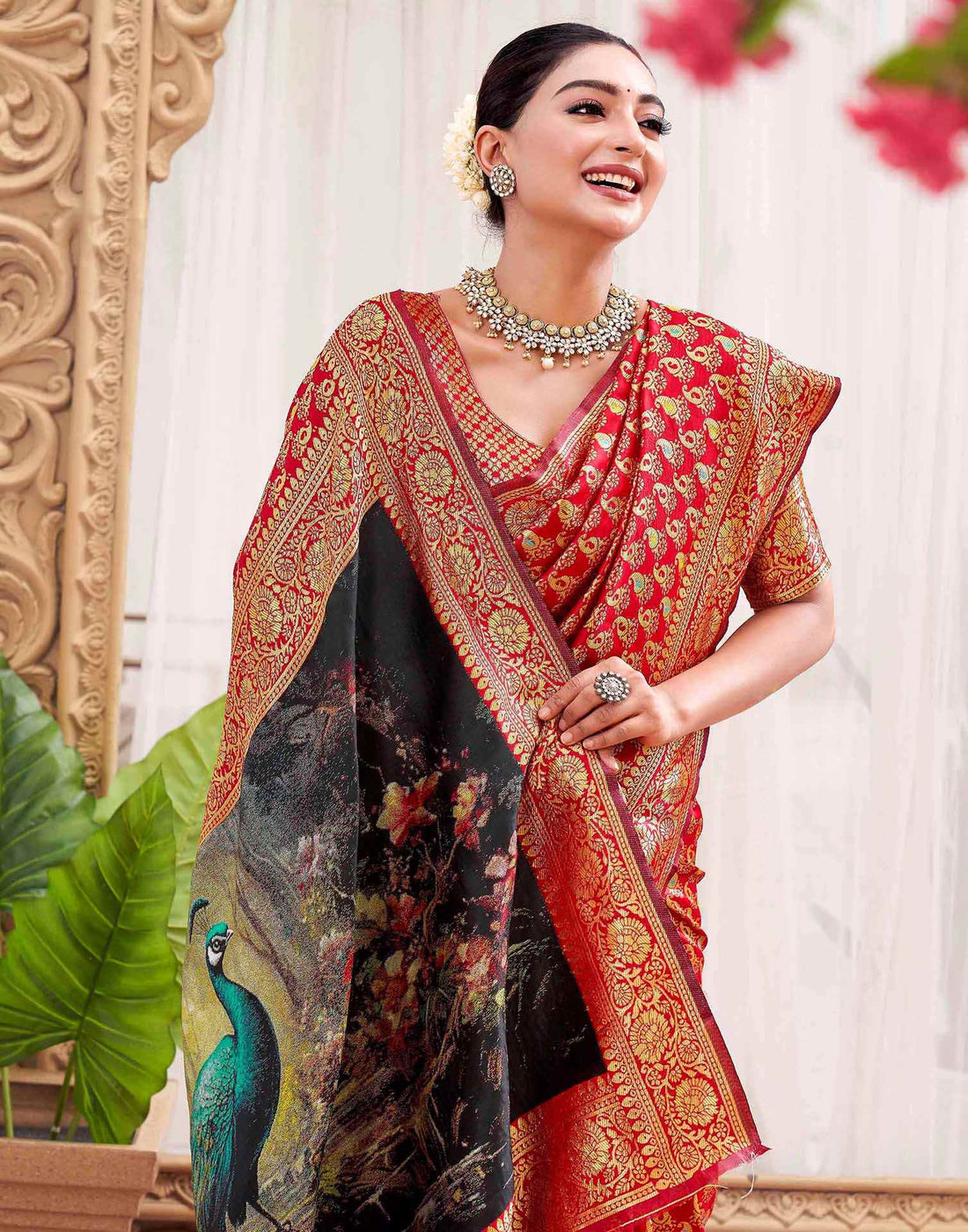 Red Silk Woven Banarasi Saree