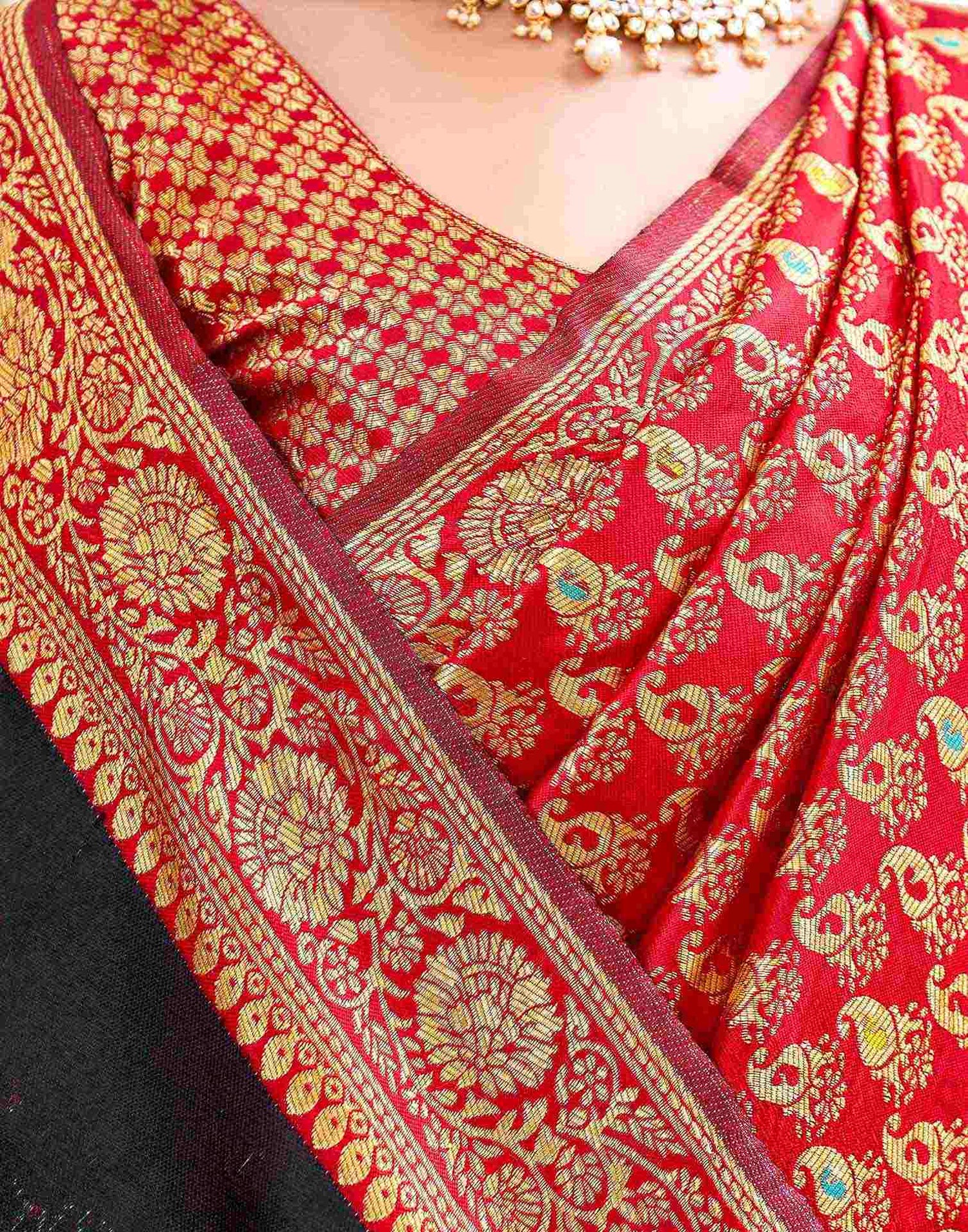 Red Silk Woven Banarasi Saree