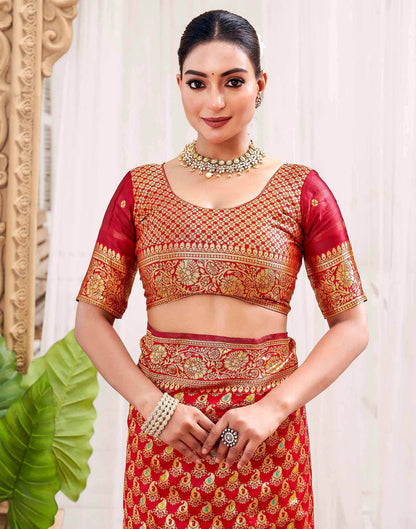 Red Silk Woven Banarasi Saree
