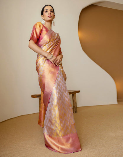 Pink Tissue Silk Woven Kanjivaram Saree