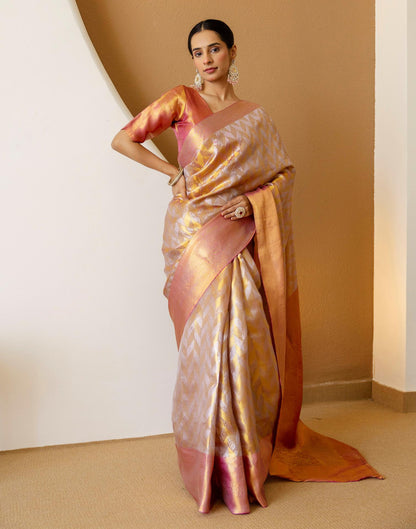Pink Tissue Silk Woven Kanjivaram Saree