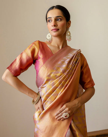 Pink Tissue Silk Woven Kanjivaram Saree