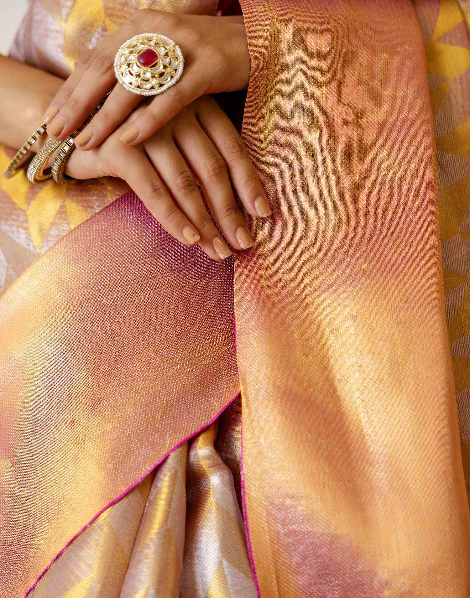 Pink Tissue Silk Woven Kanjivaram Saree