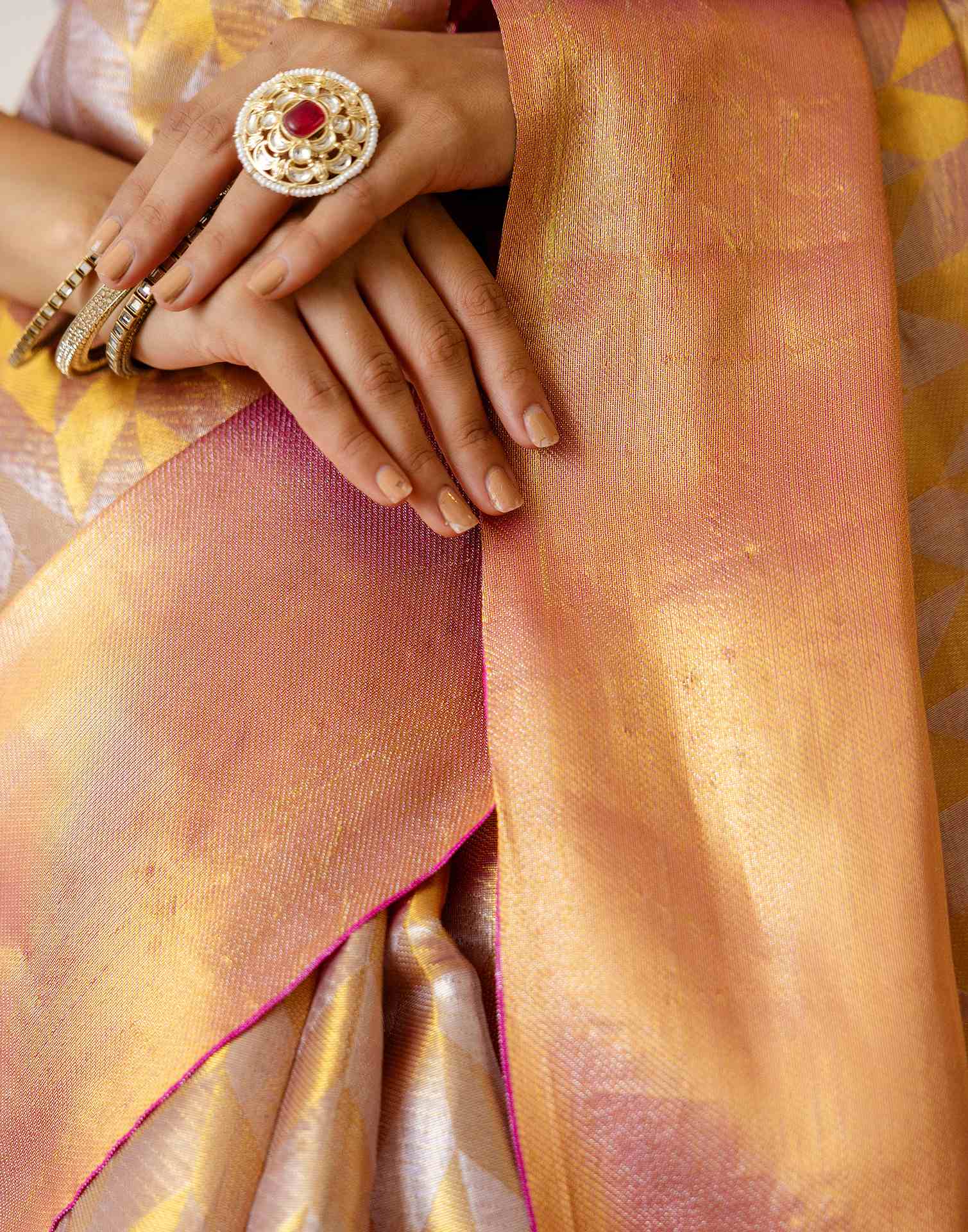 Pink Tissue Silk Woven Kanjivaram Saree