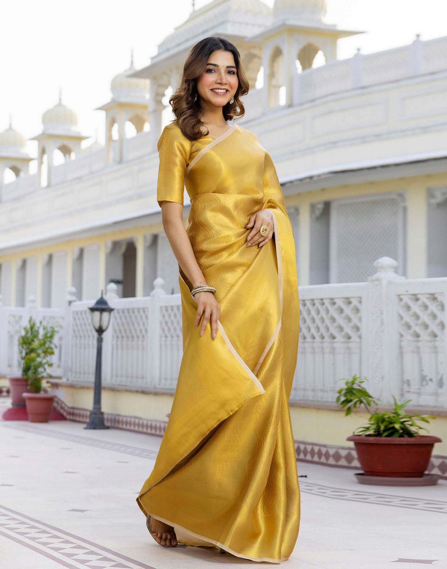 Golden Tissue Silk Woven Kanjivaram Saree