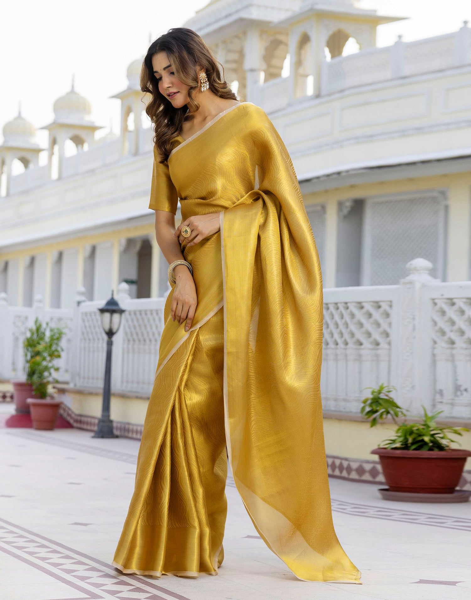 Golden Tissue Silk Woven Kanjivaram Saree