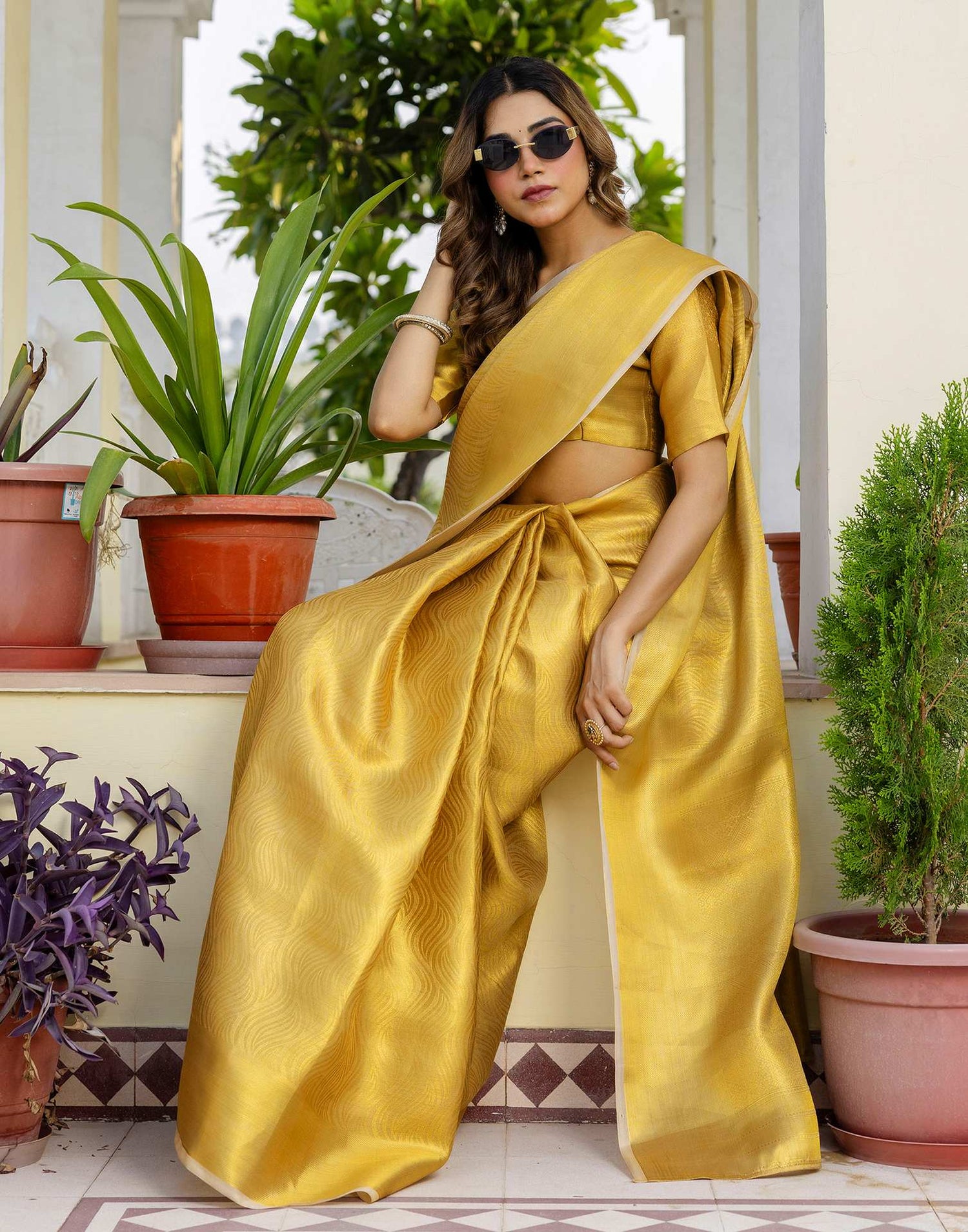 Golden Tissue Silk Woven Kanjivaram Saree
