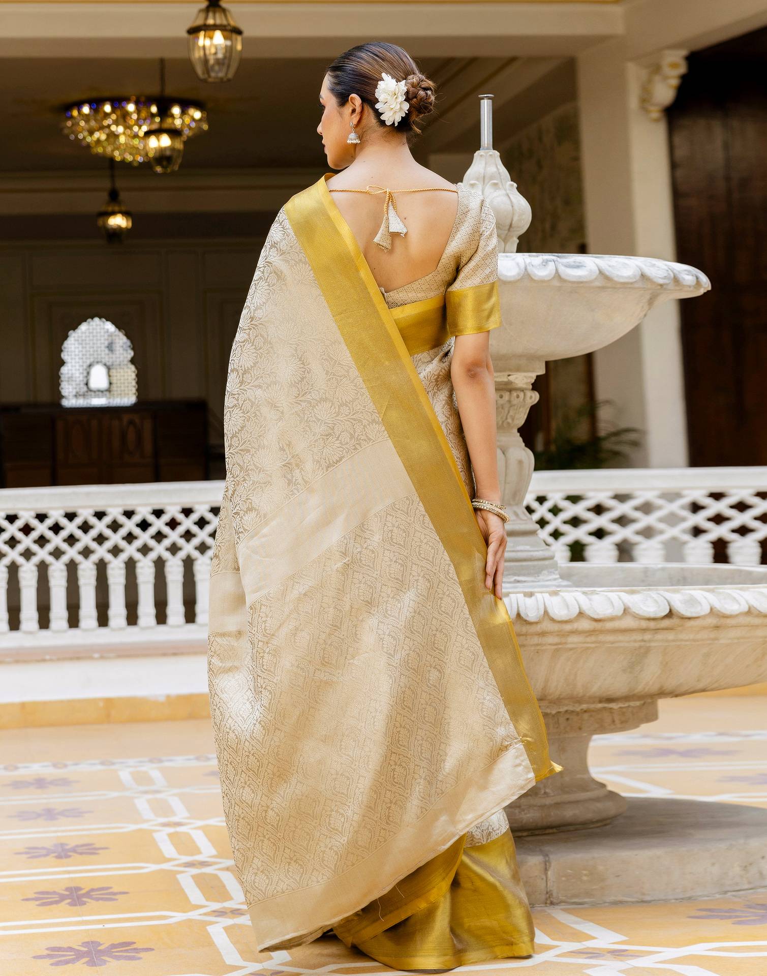 Dark Beige Silk Woven Kanjivaram Saree