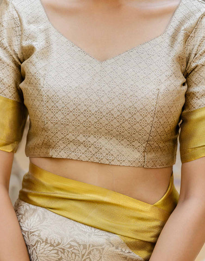 Dark Beige Silk Woven Kanjivaram Saree