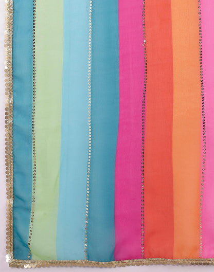 Multicoloured Georgette Printed Sequence Saree