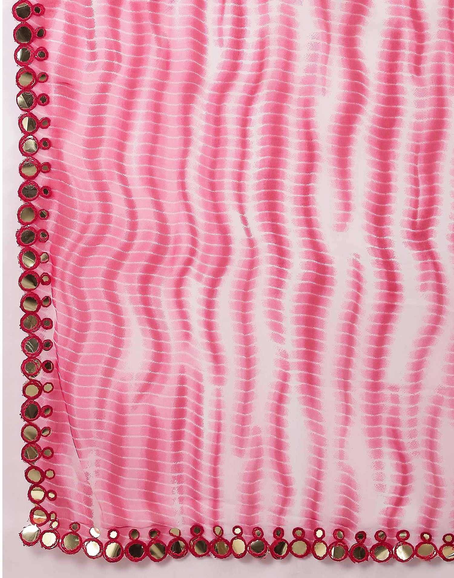 Pink Georgette Printed Laheriya Saree